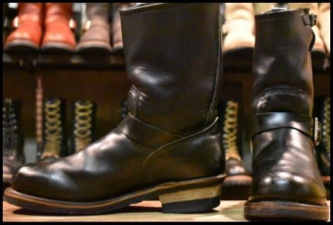 【9.5D 良品 PT99刺繍】レッドウィング 2268 エンジニア 黒 ブラッククローム スチールトゥ プルオン ブーツ redwing HOPESMORE