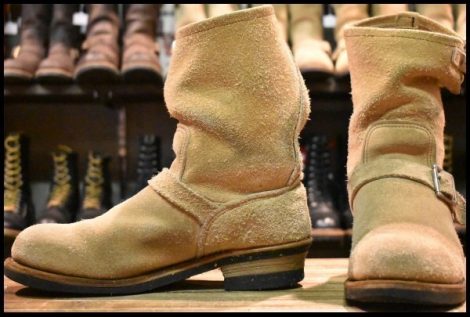 【10D 中古 PT99プリント 旧シルエット ベルト位置低い 03年】レッドウィング 8268 スエード エンジニア ブーツ redwing HOPESMORE