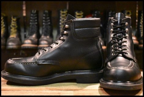 【7.5E 良品 17年】レッドウィング 8133 スーパーソール 黒 ブラッククローム モックトゥ 編み上げ ブーツ redwing HOPESMORE