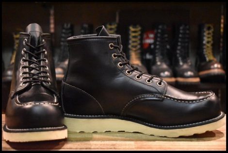【9E 美品 15年】レッドウィング 8179 アイリッシュセッター 黒 ブラッククローム モックトゥ 編み上げ ブーツ redwing HOPESMORE
