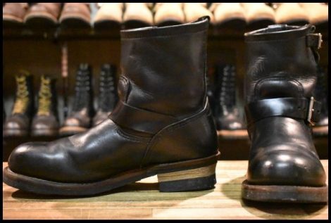 【8.5D 良品 11年】レッドウィング 2976 ショート エンジニア 黒 ブラッククローム スチールトゥ プルオン ブーツ redwing HOPESMORE
