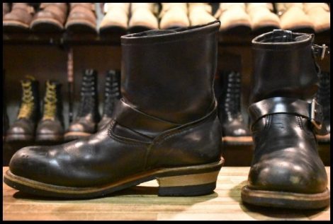 【9.5D 中古 08年】レッドウィング 2976 ショート エンジニア 黒 ブラッククローム スチールトゥ ブーツ redwing HOPESMORE