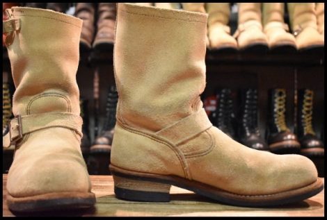【9.5D 良品 12年】レッドウィング 8268 スエード エンジニア ラフアウト スチールトゥ ベージュ ブーツ redwing HOPESMORE