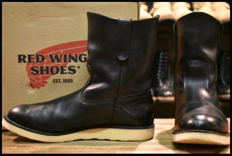 【9.5E 箱付 良品 10年】レッドウィング 8169 ペコス 黒 ブラッククローム プルオン クッションソール ブーツ redwing pecos HOPESMORE