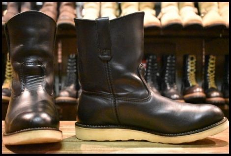 【10E 良品 08年】レッドウィング 8169 ペコス 黒 ブラッククローム プルオン クッションソール ブーツ redwing pecos HOPESMORE