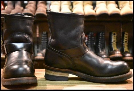 【8.5D 良品 11年】レッドウィング 2976 ショート エンジニア 黒 ブラッククローム スチールトゥ プルオン ブーツ redwing HOPESMORE
