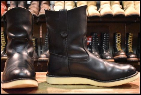 【9.5E 箱付 良品 10年】レッドウィング 8169 ペコス 黒 ブラッククローム プルオン クッションソール ブーツ redwing pecos HOPESMORE