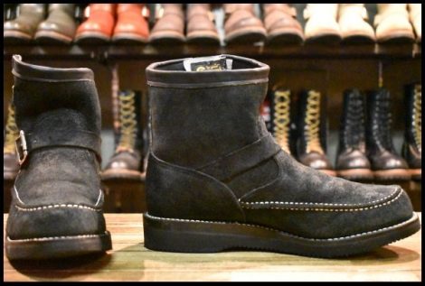 【9.5E 箱付 美品 黒タグ】Chippewa チペワ 97882 ハイランダー Highlander ショートエンジニア 黒スエード ブーツ HOPESMORE