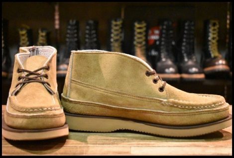 【9.5E 箱付 美品】RUSSELL MOCCASIN ラッセルモカシン スポーティングクレーチャッカ ダブルモカシン ララミースエード ブーツ HOPESMORE