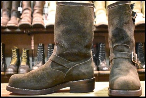 【7.5E 良品 黒タグ】Chippewa チペワ 91069 黒スエード エンジニア ブラック ラフアウト スチールトゥ 11インチハイト ブーツ HOPESMORE