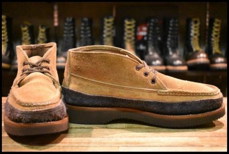 【8E 良品】RUSSELL MOCCASIN ラッセルモカシン スポーティングクレーチャッカ キャメル×ネイビー スエード ブーツ HOPESMORE
