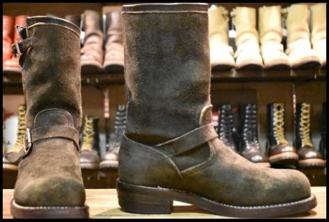 【7.5E 良品 黒タグ】Chippewa チペワ 91069 黒スエード エンジニア ブラック ラフアウト スチールトゥ 11インチハイト ブーツ HOPESMORE