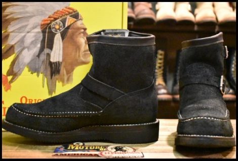 【9.5E 箱付 美品 黒タグ】Chippewa チペワ 97882 ハイランダー Highlander ショートエンジニア 黒スエード ブーツ HOPESMORE