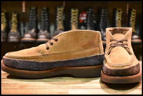 【8E 良品】RUSSELL MOCCASIN ラッセルモカシン スポーティングクレーチャッカ キャメル×ネイビー スエード ブーツ HOPESMORE