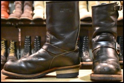 【7.5D 良品 PT91プリント 93年09月刻印】レッドウィング 2268 エンジニア 黒 ブラッククローム スチールトゥ ブーツ redwing HOPESMORE