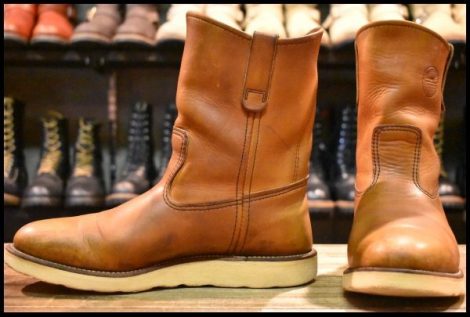 【8.5E 良品 緑犬タグ 犬刻印 97年】レッドウィング 866 ペコス 茶 オロイジナル ブラウン プルオン ブーツ redwing pecos HOPESMORE