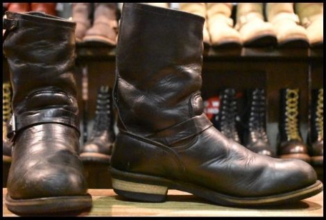 【9.5D 中古 PT91刺繍】レッドウィング 2268 エンジニア 黒 ブラッククローム スチールトゥ ブーツ redwing HOPESMORE