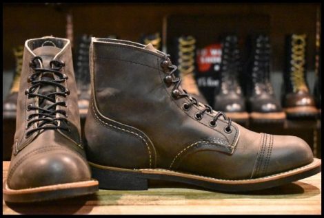 【7.5D 箱付 美品 22年】レッドウィング 8086 アイアンレンジャー チャコール ラフ＆タフ キャップトゥ 編み上げ ブーツ redwing HOPESMORE