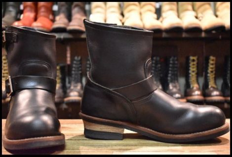 【9.5D 良品 15年】レッドウィング 2976 ショート エンジニア 黒 ブラッククローム スチールトゥ プルオン ブーツ redwing HOPESMORE