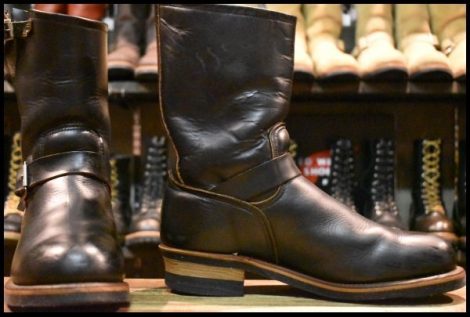 【9.5D 良品 PT91刺繍 98年】レッドウィング 2268 エンジニア 黒 ブラッククローム スチールトゥ プルオン ブーツ redwing HOPESMORE