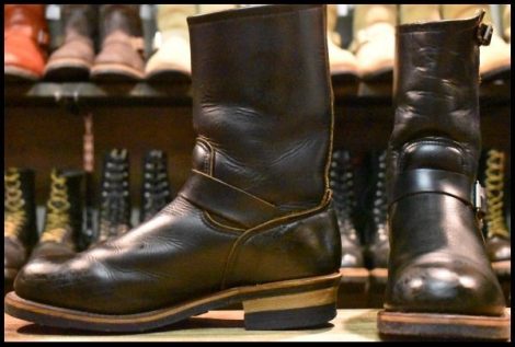 【9.5D 良品 PT91刺繍 98年】レッドウィング 2268 エンジニア 黒 ブラッククローム スチールトゥ プルオン ブーツ redwing HOPESMORE