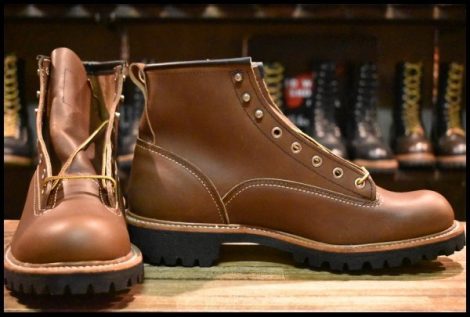 【10D 箱付 未使用 06年】レッドウィング 2936 ビブラム ラインマン ブラウン 茶 ラグソール LTT レースアップ ブーツ redwing HOPESMORE