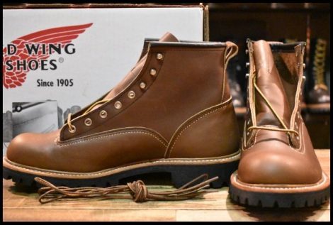【10D 箱付 未使用 06年】レッドウィング 2936 ビブラム ラインマン ブラウン 茶 ラグソール LTT レースアップ ブーツ redwing HOPESMORE