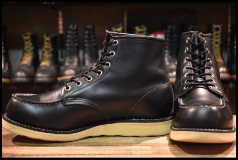 【8E 良品 犬タグ 98年】レッドウィング 8179 アイリッシュセッター 黒 ブラッククローム モックトゥ 編み上げ ブーツ redwing HOPESMORE
