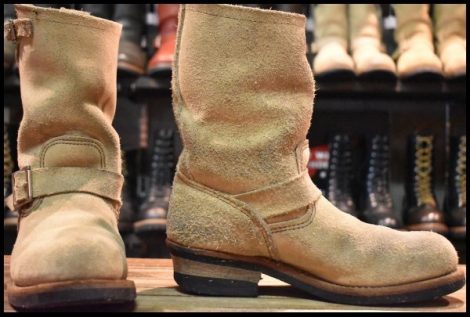 【7D 良品 11年】レッドウィング 8268 スエード エンジニア ラフアウト スチールトゥ ベージュ ブーツ redwing HOPESMORE