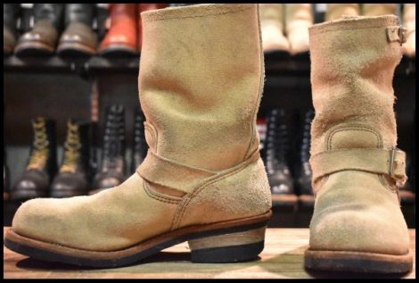 【7D 良品 11年】レッドウィング 8268 スエード エンジニア ラフアウト スチールトゥ ベージュ ブーツ redwing HOPESMORE