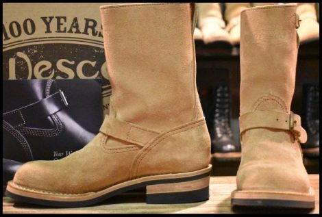 【7.5D? 箱付 美品】WESCO ウエスコ カスタムボス スエード エンジニア バーラップラフアウト ベージュ ビブラム430 ブーツ HOPESMORE