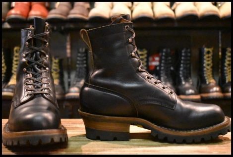 【7D 箱付 美品】WHITE’S ホワイツ スモークジャンパー C355-V ブラック ダブルショット 黒 ビブラム100 編み上げ ブーツ HOPESMORE