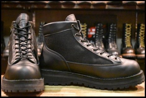 【10EE 美品 白タグ】Danner ダナーライトスタック ブラック 30427 黒 ゴアテックス GORE-TEX ビブラム 編み上げ ブーツ HOPESMORE