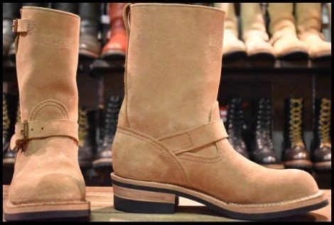 【7.5D? 箱付 美品】WESCO ウエスコ カスタムボス スエード エンジニア バーラップラフアウト ベージュ ビブラム430 ブーツ HOPESMORE