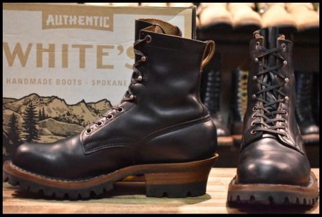 【7D 箱付 美品】WHITE’S ホワイツ スモークジャンパー C355-V ブラック ダブルショット 黒 ビブラム100 編み上げ ブーツ HOPESMORE