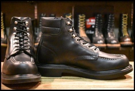 【8E 箱付 美品 23年】レッドウィング 8133 スーパーソール 黒 ブラッククローム モックトゥ 編み上げ ブーツ redwing HOPESMORE