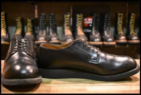 【10D 良品 25年】レッドウィング 101 ポストマン シューズ ブラックシャパラル ローカット 短靴 編み上げ ブーツ redwing HOPESMORE