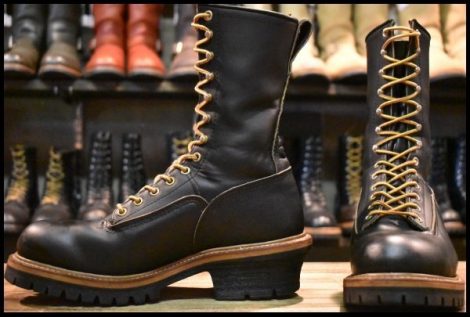 【8D 良品 PT91刺繍】レッドウィング 2210 ロガー 黒 ブラッククローム スチールトゥ レースアップ ブーツ redwing HOPESMORE