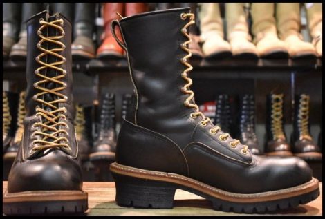 【8D 良品 PT91刺繍】レッドウィング 2210 ロガー 黒 ブラッククローム スチールトゥ レースアップ ブーツ redwing HOPESMORE