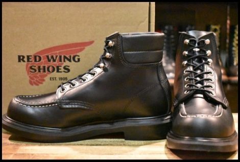 【8E 箱付 美品 23年】レッドウィング 8133 スーパーソール 黒 ブラッククローム モックトゥ 編み上げ ブーツ redwing HOPESMORE