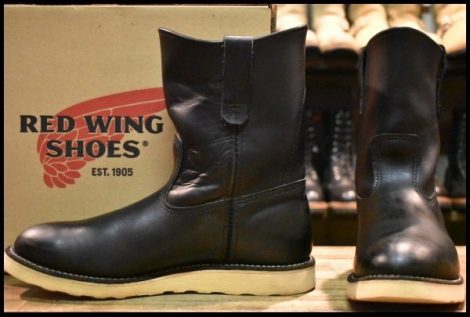 【8.5E 箱付 良品 10年】レッドウィング 8169 ペコス 黒 ブラッククローム プルオン クッションソール ブーツ redwing pecos HOPESMORE