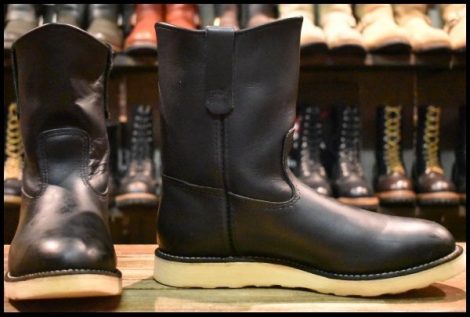 【8.5E 箱付 良品 10年】レッドウィング 8169 ペコス 黒 ブラッククローム プルオン クッションソール ブーツ redwing pecos HOPESMORE
