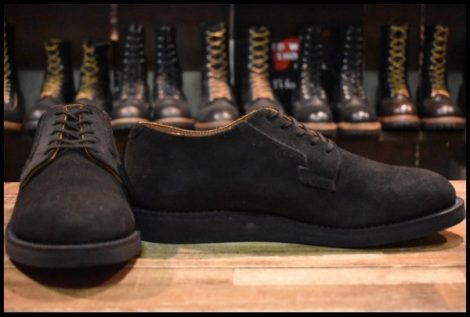 【9.5D 美品 18年】レッドウィング 9112 黒スエード ポストマン オックスフォード レースアップ ブラック ブーツ redwing HOPESMORE