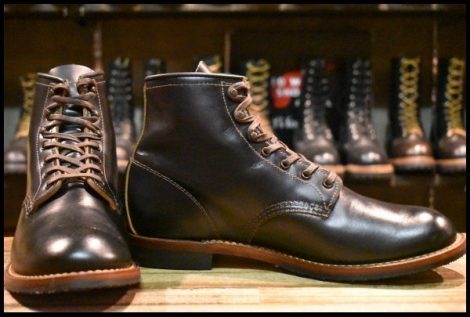 【9D 美品 19年】レッドウィング 9060 ベックマン ブラッククローンダイク 黒 茶芯 フラットボックス ブーツ redwing HOPESMORE