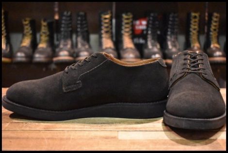 【9.5D 美品 18年】レッドウィング 9112 黒スエード ポストマン オックスフォード レースアップ ブラック ブーツ redwing HOPESMORE