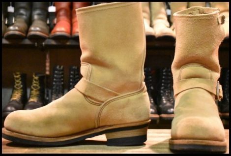 【9.5D 良品 PT99プリント 旧シルエット 05年】レッドウィング 8268 スエード エンジニア スチールトゥ ベージュ ブーツ redwing HOPESMORE