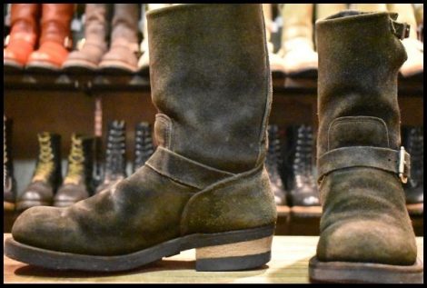 【7.5D 良品 PT99プリント BEAMS別注 03年】レッドウィング 8274 黒スエード エンジニア ラフアウト ブーツ redwing HOPESMORE
