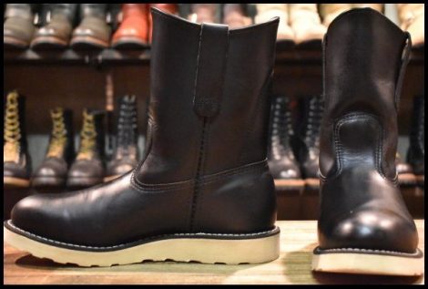 【7.5E 美品 16年】レッドウィング 8169 ペコス 黒 ブラッククローム プルオン クッションソール ブーツ redwing pecos HOPESMORE