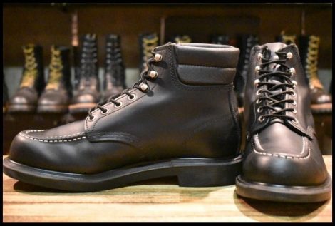 【9.5E 美品 19年】レッドウィング 8133 スーパーソール 黒 ブラッククローム モックトゥ 編み上げ ブーツ redwing HOPESMORE