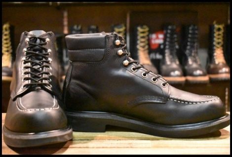 【9.5E 美品 19年】レッドウィング 8133 スーパーソール 黒 ブラッククローム モックトゥ 編み上げ ブーツ redwing HOPESMORE